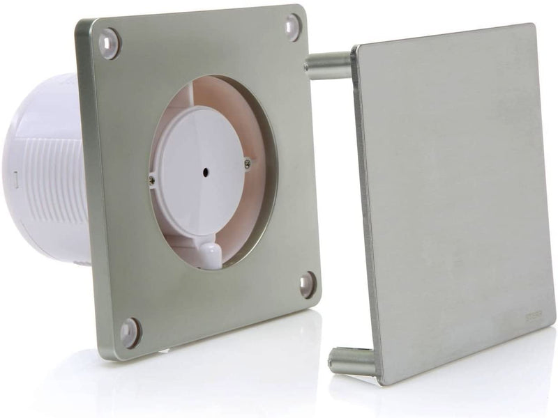 Zilverkleurige badkamerafzuigventilator met timer 100 mm/4" - BFS100T-S