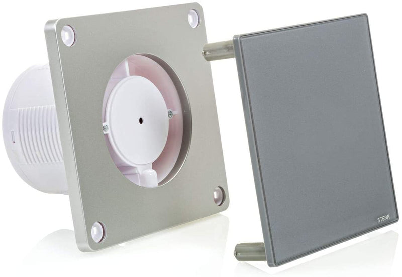 Grijze badkamerafzuigventilator met timer 100 mm/4" - BFS100T-G