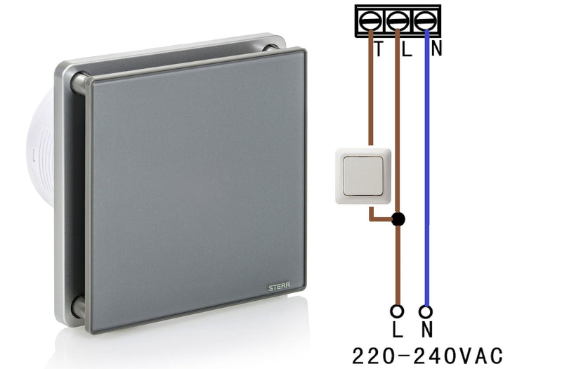 Grijze badkamerafzuigventilator met timer 100 mm/4" - BFS100T-G