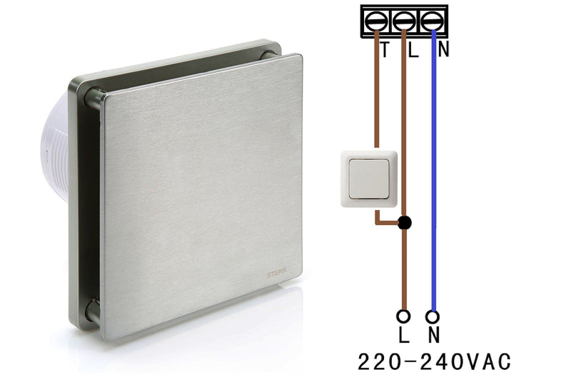 Zilverkleurige badkamerafzuigventilator met timer 100 mm/4" - BFS100T-S